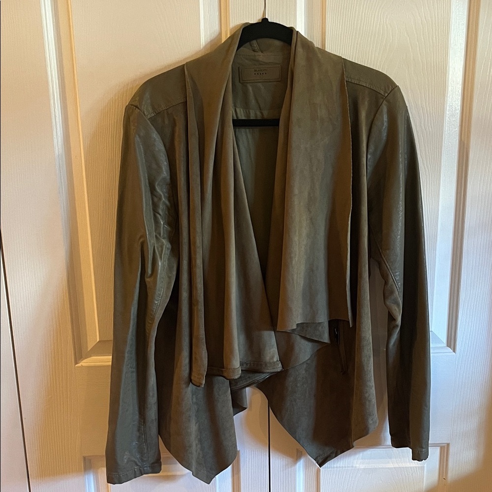 Blank NYC Draped Olive Moto Waterfall Jacket